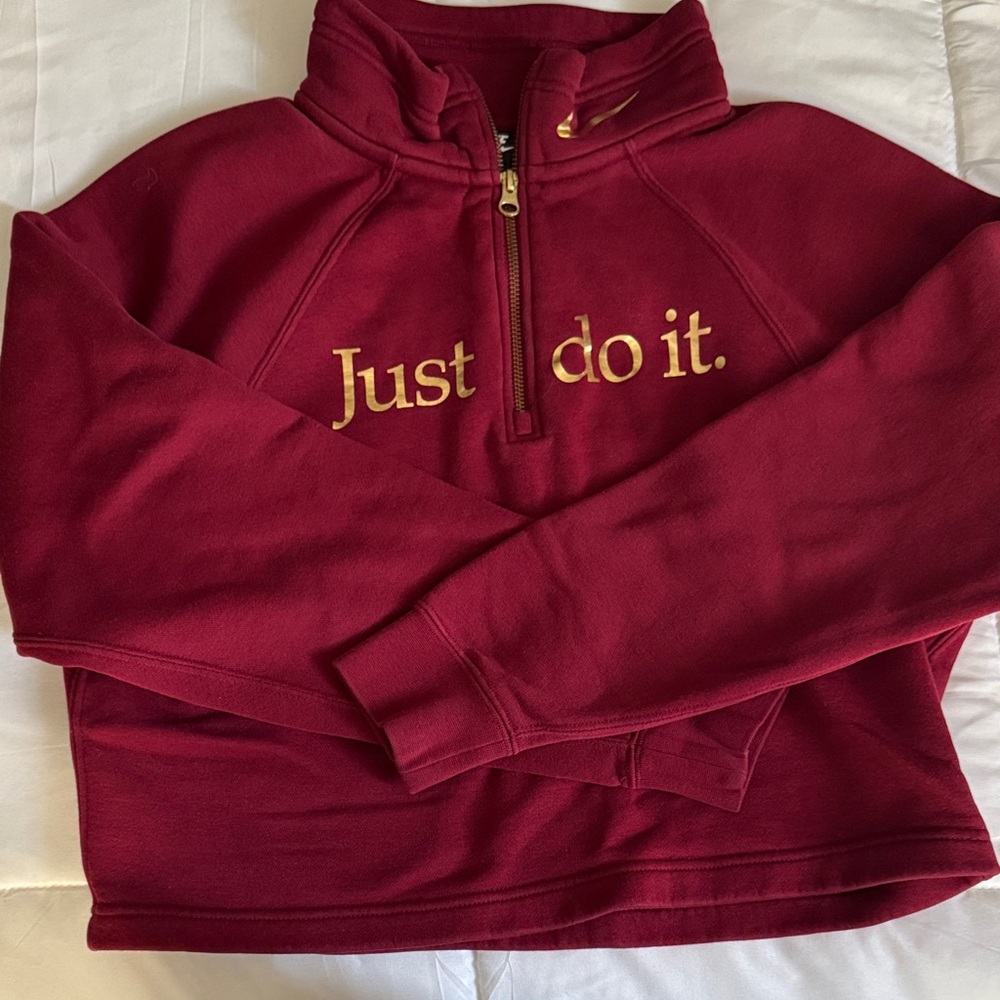 Nike Maroon Half-Zip Sweatshirt with Gold Accents